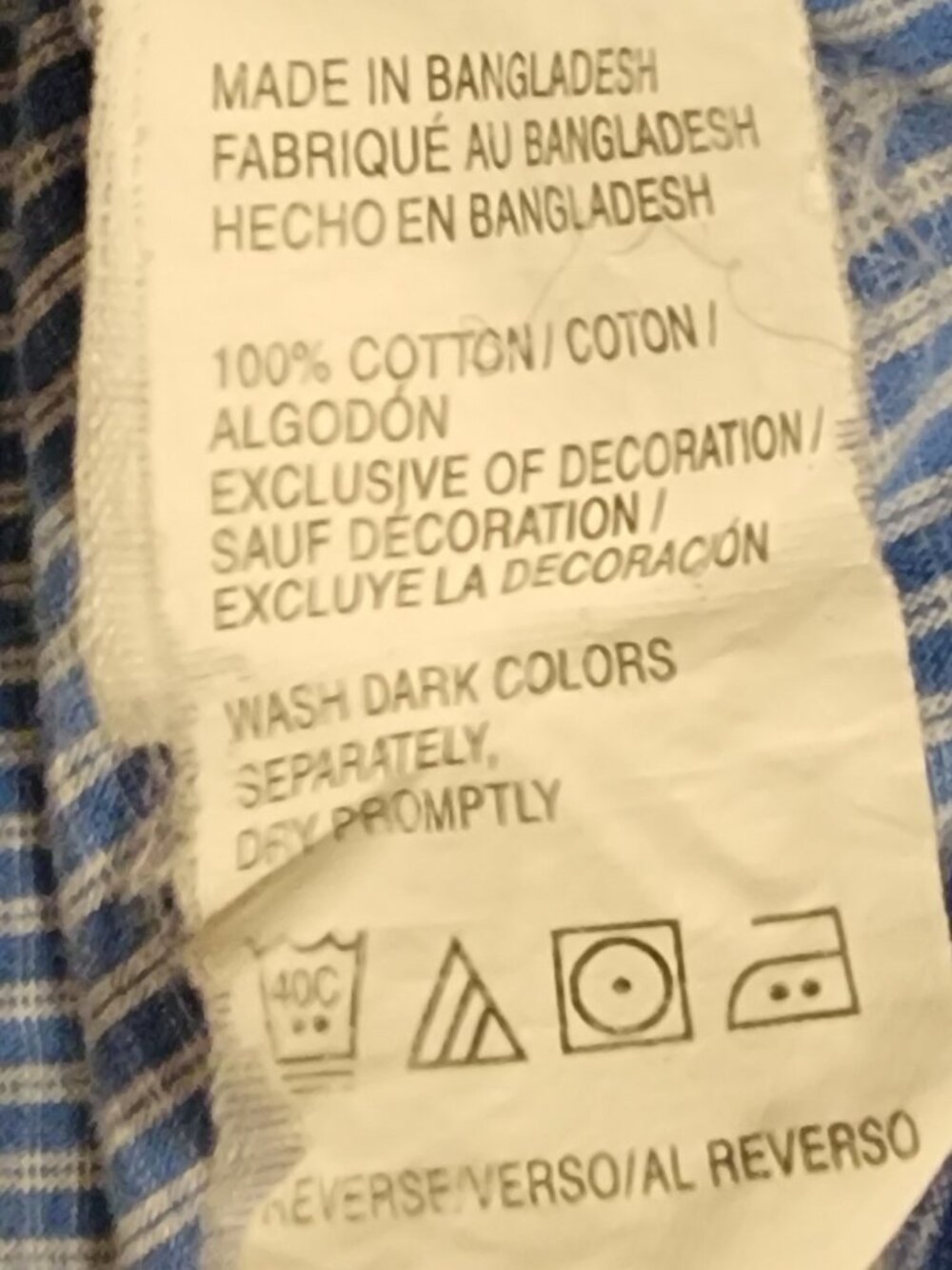 IZOD Blue-Checked Long-Sleeve Button-Down Shirt - Large - Picture 5 of 5
